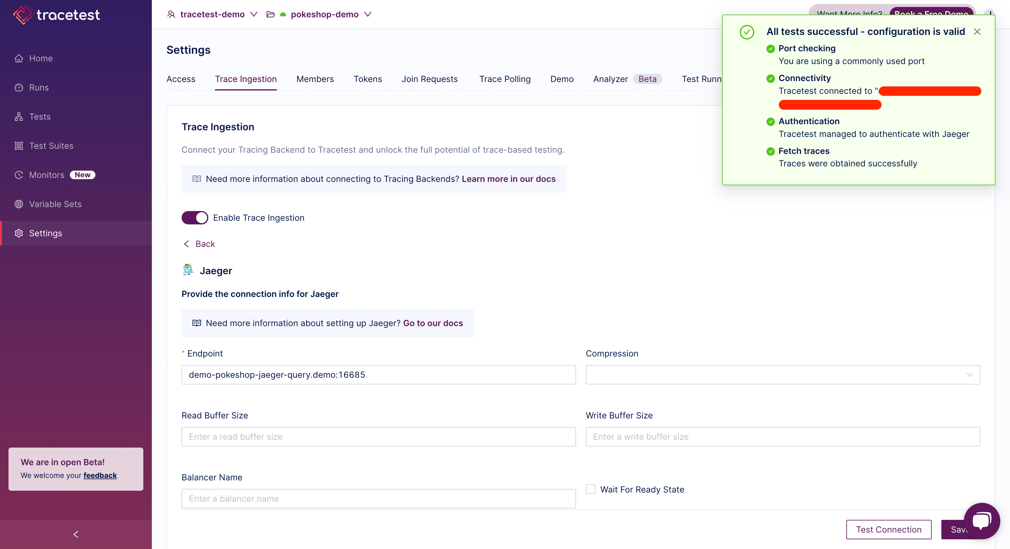 Trace Ingestion Settings