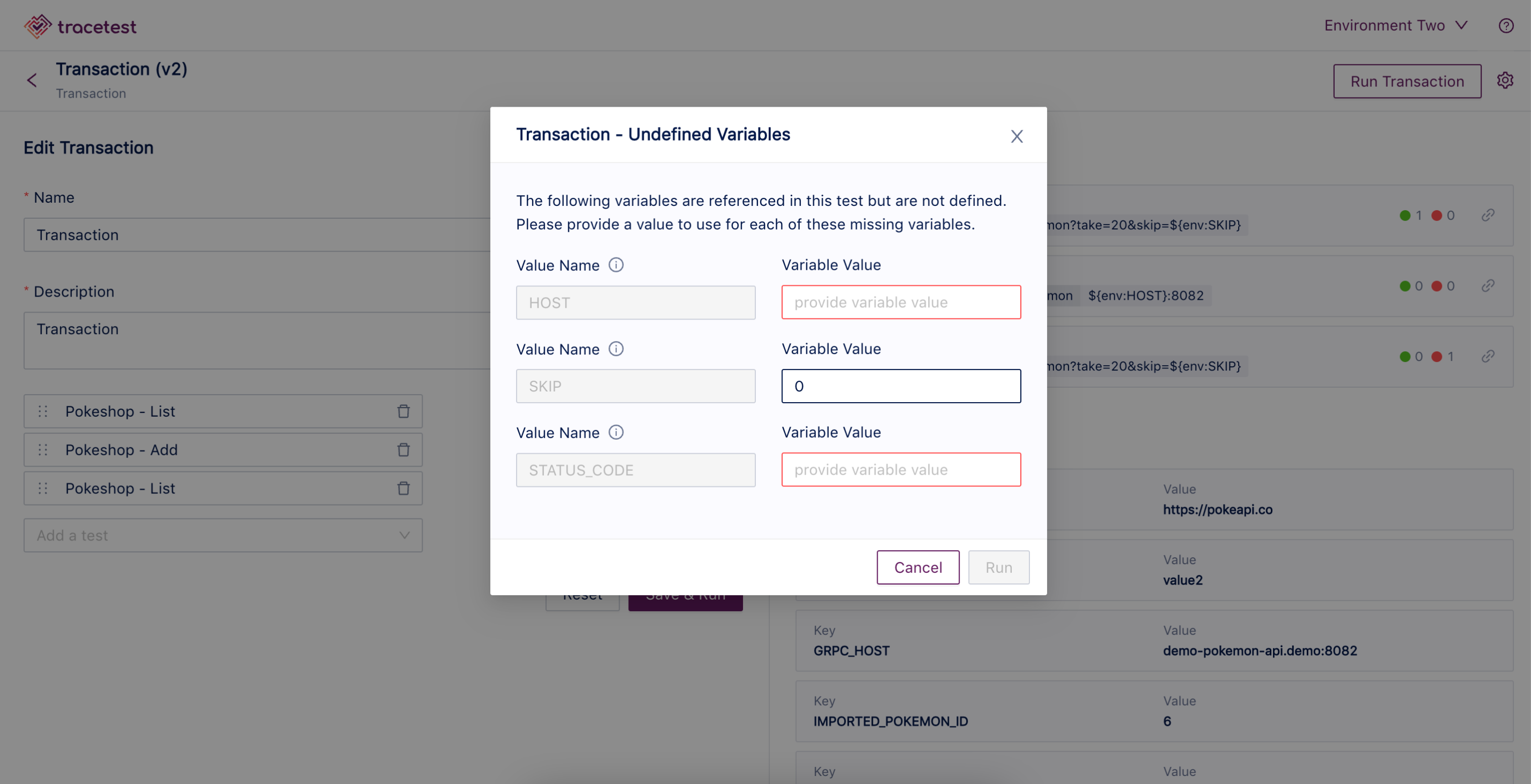 Input Values