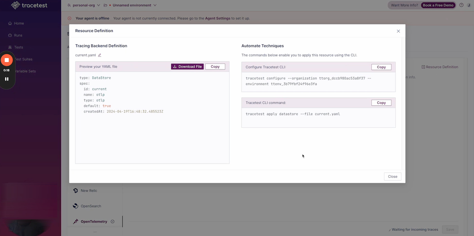 Resource Definition Modal