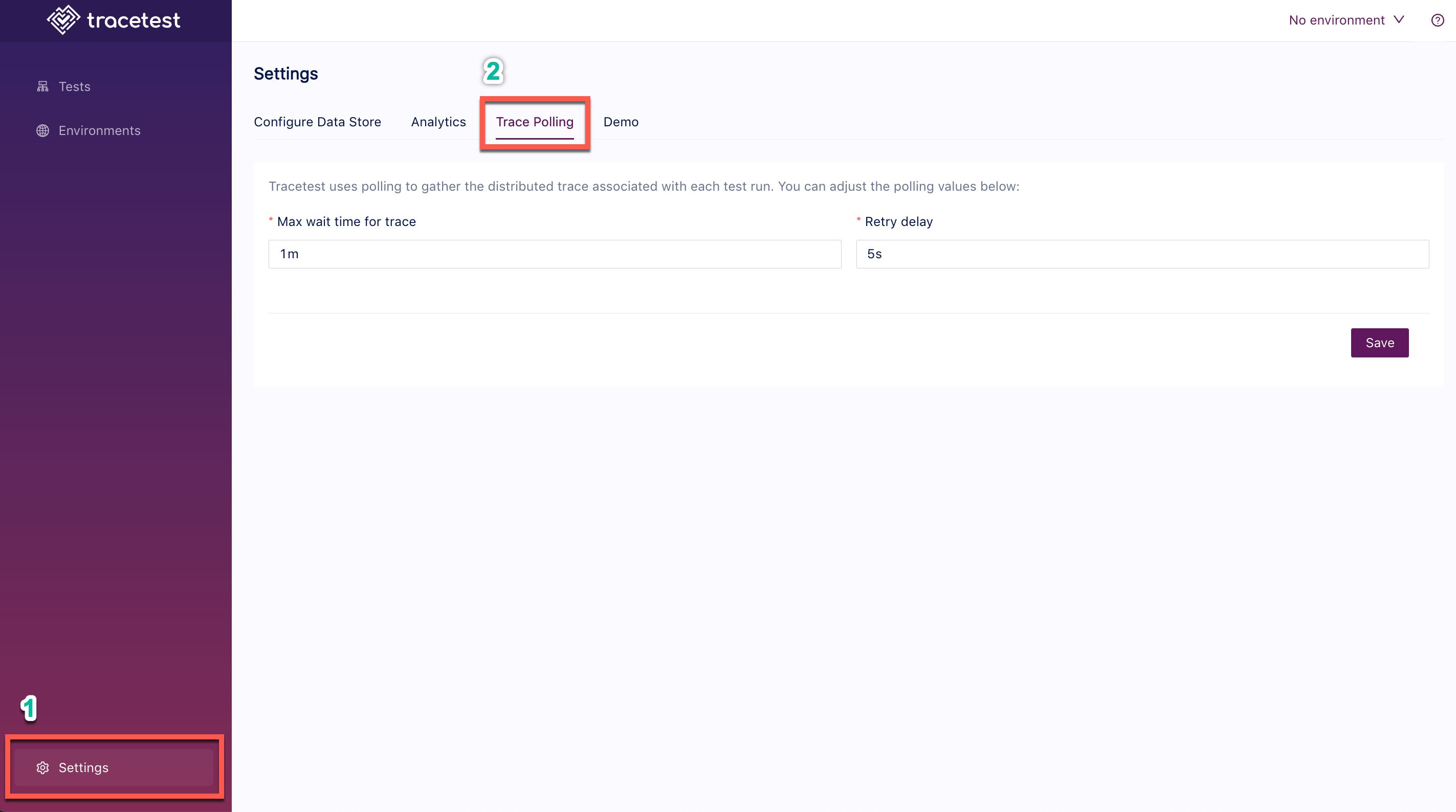 Trace Polling Settings