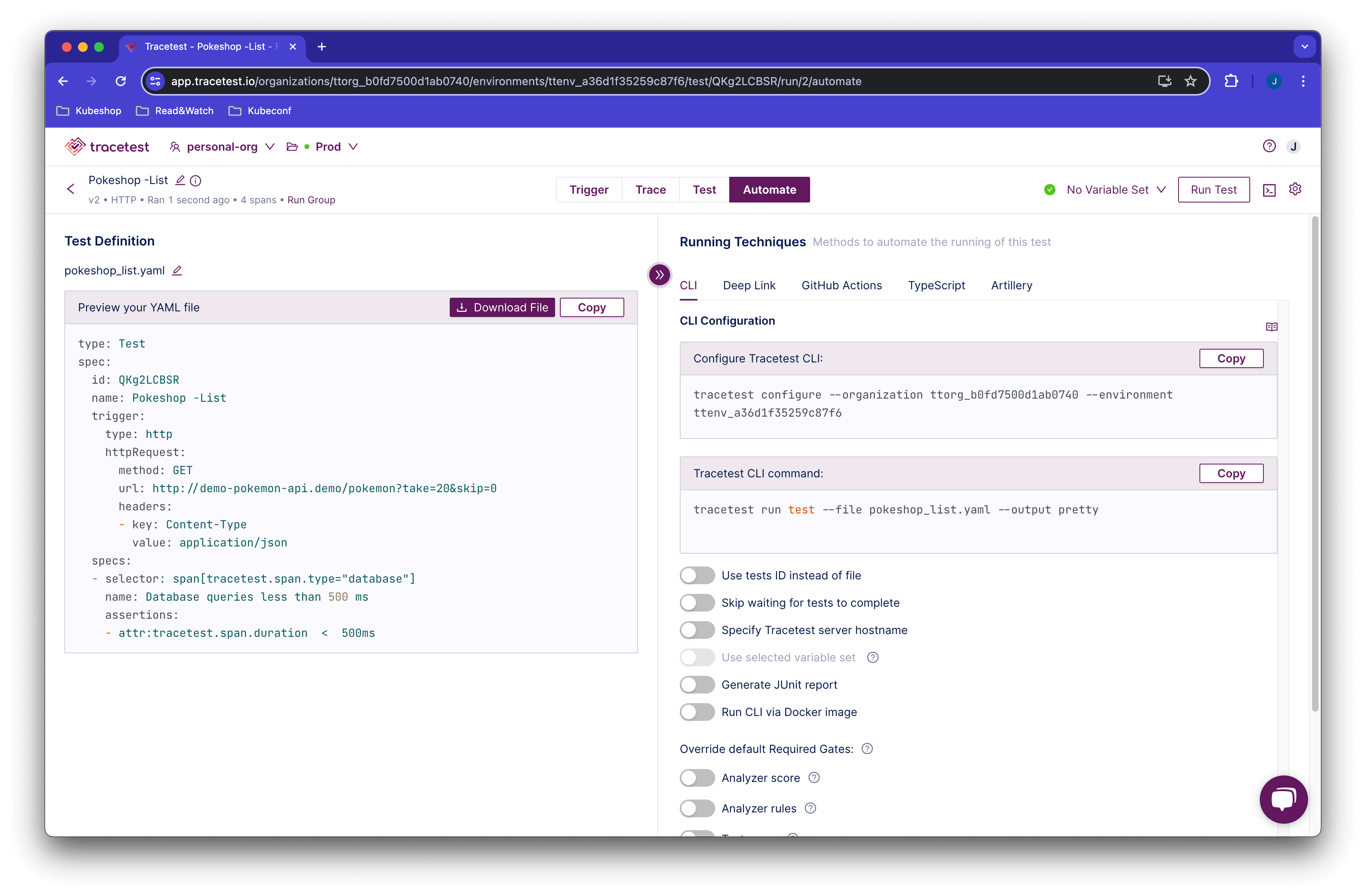 tracetest test yaml file