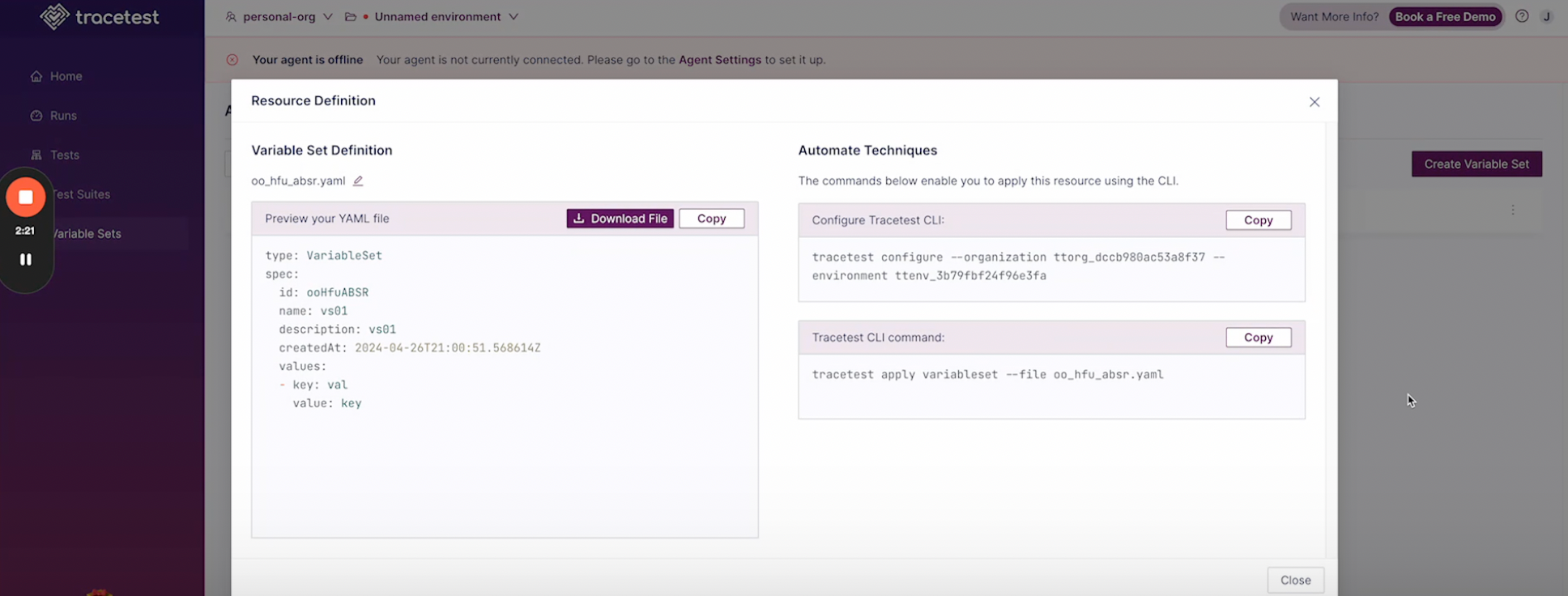 Resource Definition Modal